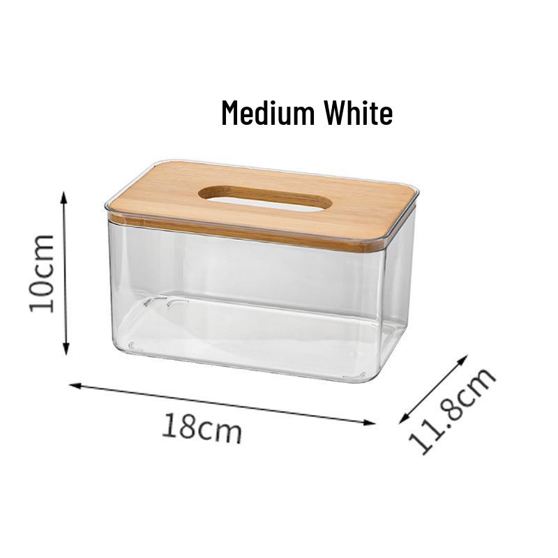 

Скандинавский прозрачный ПЭТ держатель для салфеток с бамбуковой крышкой - Креативный держатель для салфеток для гостиной