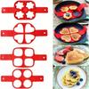 4-Cavity Silicone Pancake Mold Set - Heart/Flower/Square Shapes Egg Ring Non-Stick Baking Tool Cooking Accessories