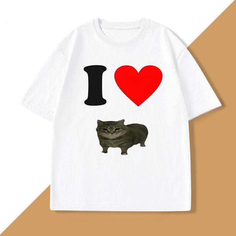 I Love Oiiaoiia Cat Meme TShirt Unisex Women Funny T Shirts Parody Tees Tiktok Tshirt Funny Streetwear Tops Oversized Loose Tops