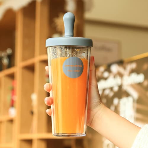 Fexmoy Vacuum Insulated Water Bottle with Straw, 520ml, Double-Walled Design, Spill-Proof, Suitable for Juice, Water, Fruit Tea, Carbonated Water, and