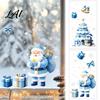 Easy To Install Winter Decor Christmas Clings Blue Window Tree/Santa Claus PVC Waterproof Static Glass Stickers Holiday Decals Wall for Home