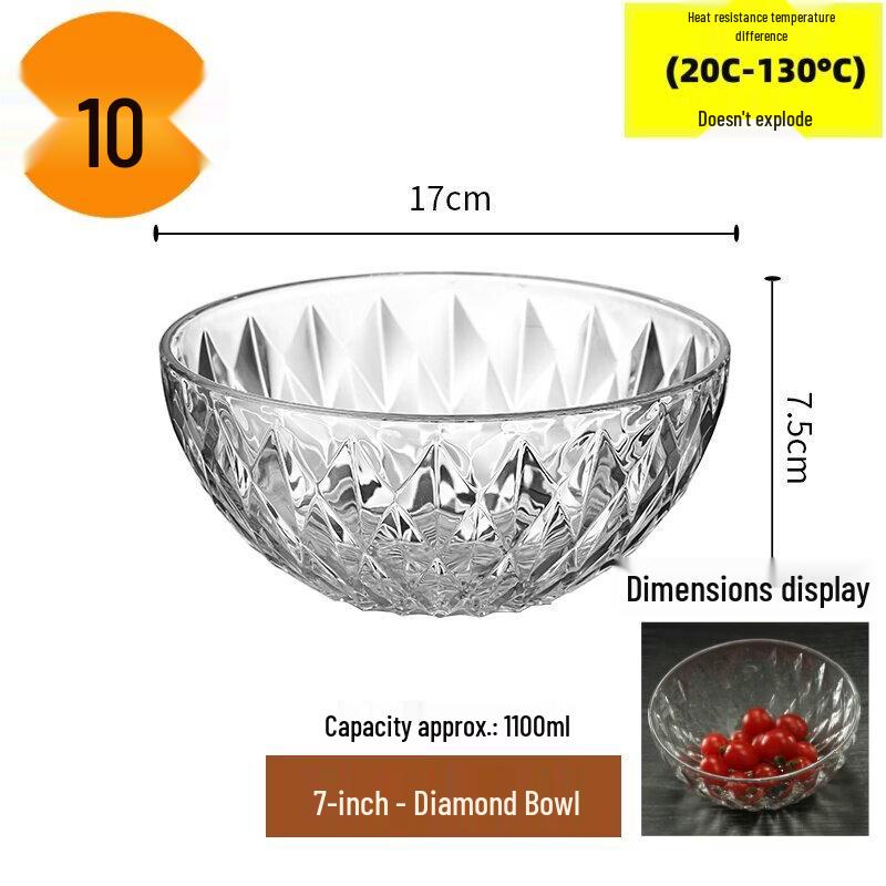 Transparent Diamond Round Serving Bowls