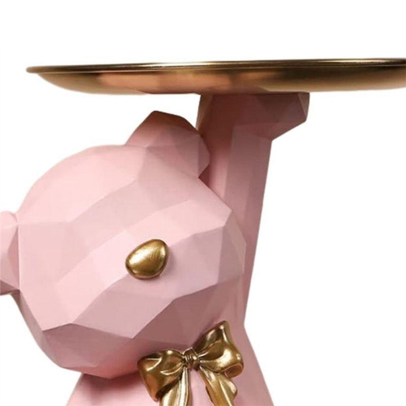 Storage Tray Statue Key Holder Figurine, Jewelry Earrings Lipsticks Tray, Bear Statues With Dish, Sculptures Key Bowl