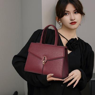 Bag Women's New Cowhide Red Wedding Women's Bag, Temperament Mother Leather Light Luxury High-end Handbag