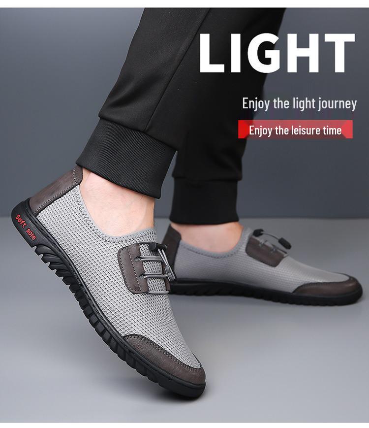 Men's Classic Non-Slip Breathable Leather Sandals - Lightweight & Fashionable Summer Slip-Ons