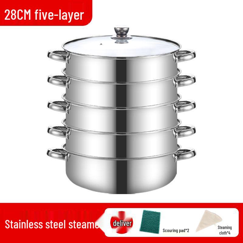 Stainless Steel Multi-Layer Steamer Stockpot for Induction & Gas Stoves