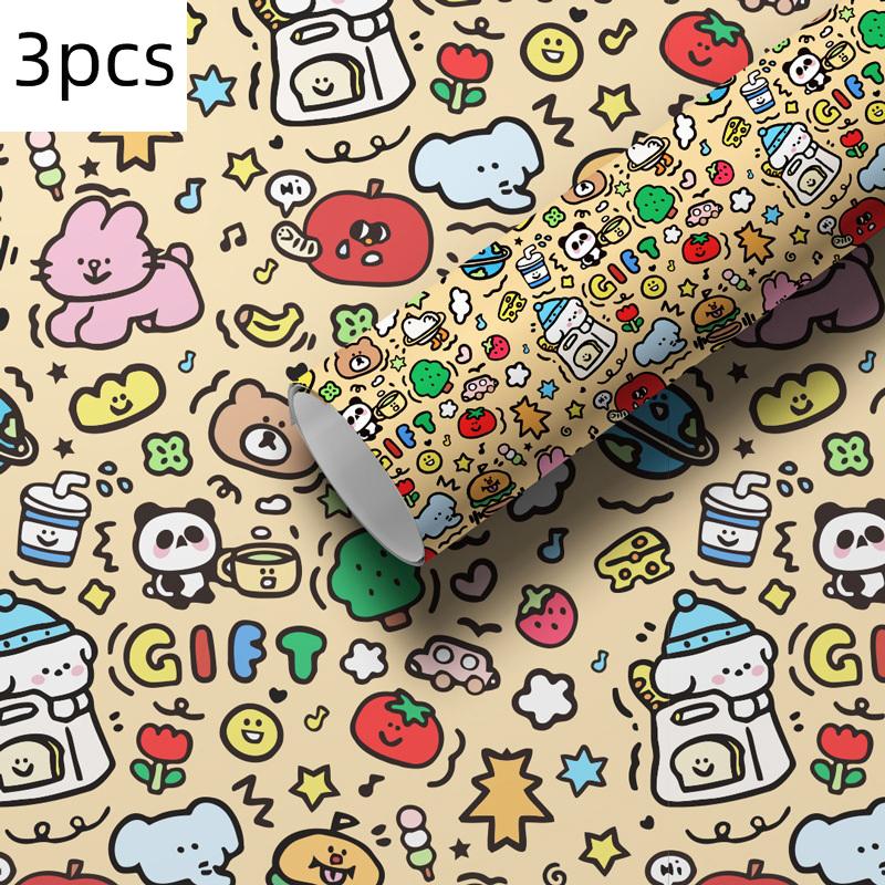 3-Piece Set Of Colorful Graffiti Wrapping Paper - Large Paper For Birthdays, Christmas, And Valentine's Day Gifts
