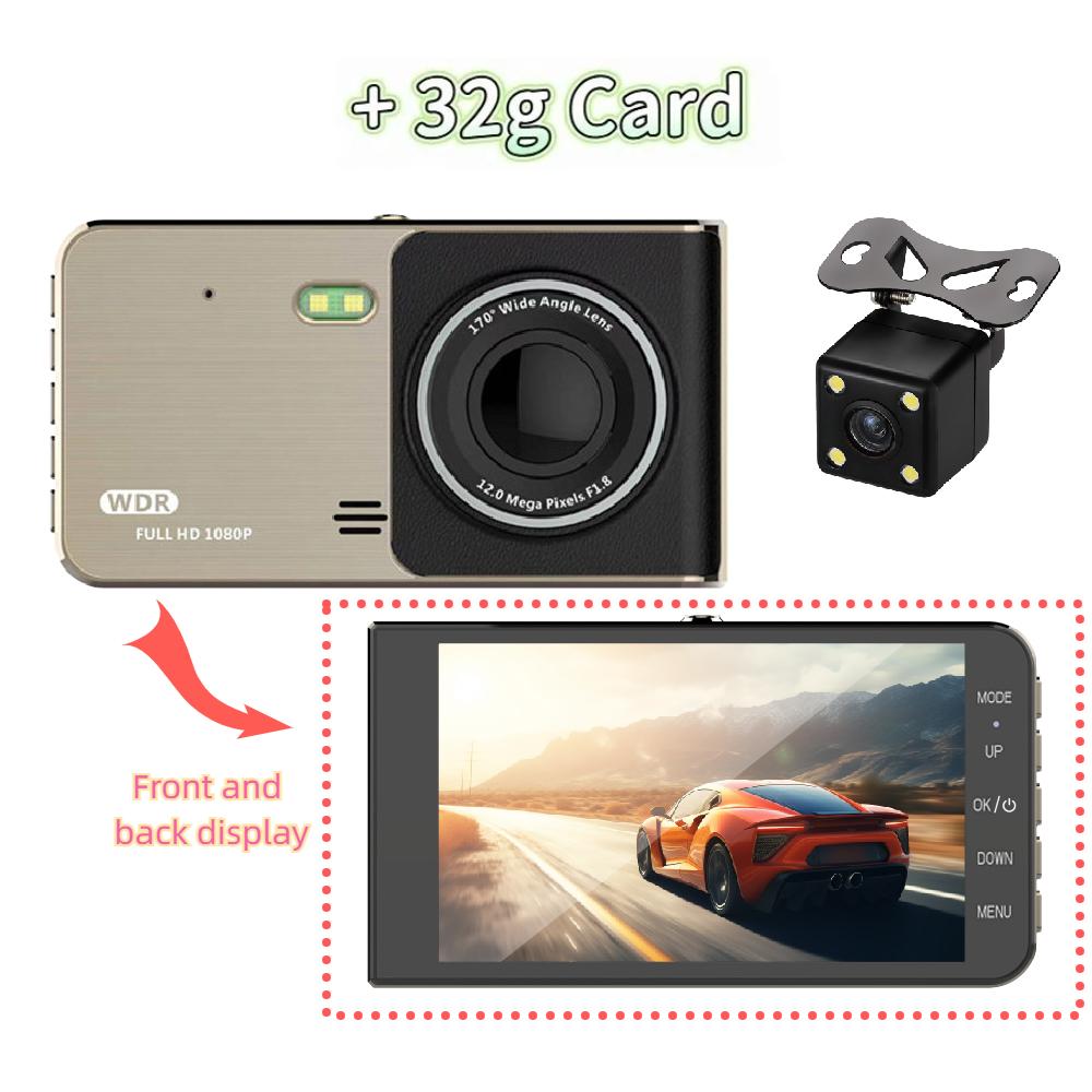 4-inch Dashcam, High-definition Dual-lens Wide-angle Video Recording, Night Vision Loop Recording.