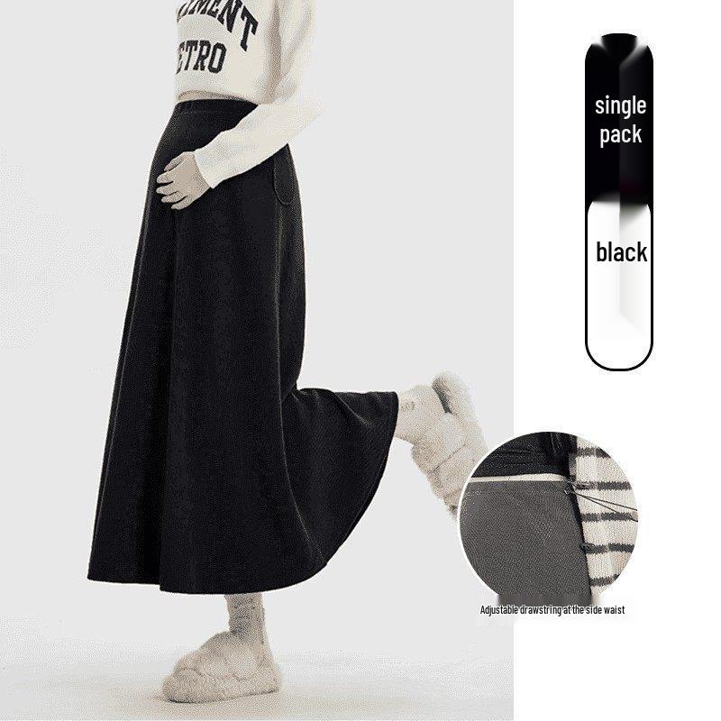 

Maternity Maillard Long Skirt: Spring/Autumn Style, No Support Belly, Plus Size One Size (80-110 lbs) чёрный