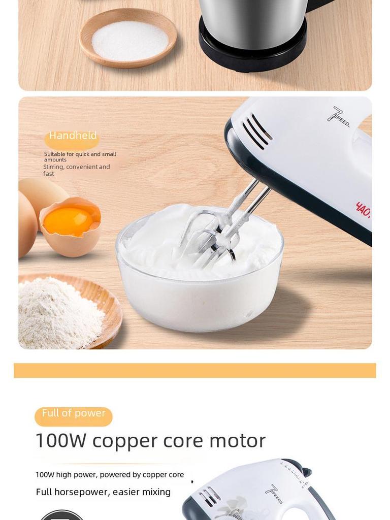 Electric Stand Mixer with Stainless Steel Bowl for Beating Eggs, Whipping Cream, and Mixing Cake & Dough