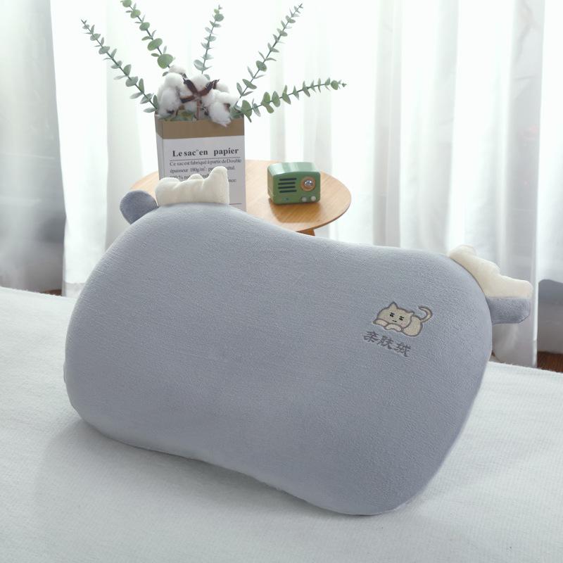 2024 New Cute Spa Sleeping Bouncy Memory Foam Skin-Friendly Velvet Embroidery Flower Cat Belly Pillow Memory Pillow
