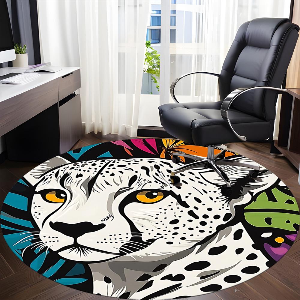 1pc Cheetah Safari Office Round Area Rug, Under Office Chairs Bedroom Living Room Home Decor, Room Deco, Available in Various Sizes