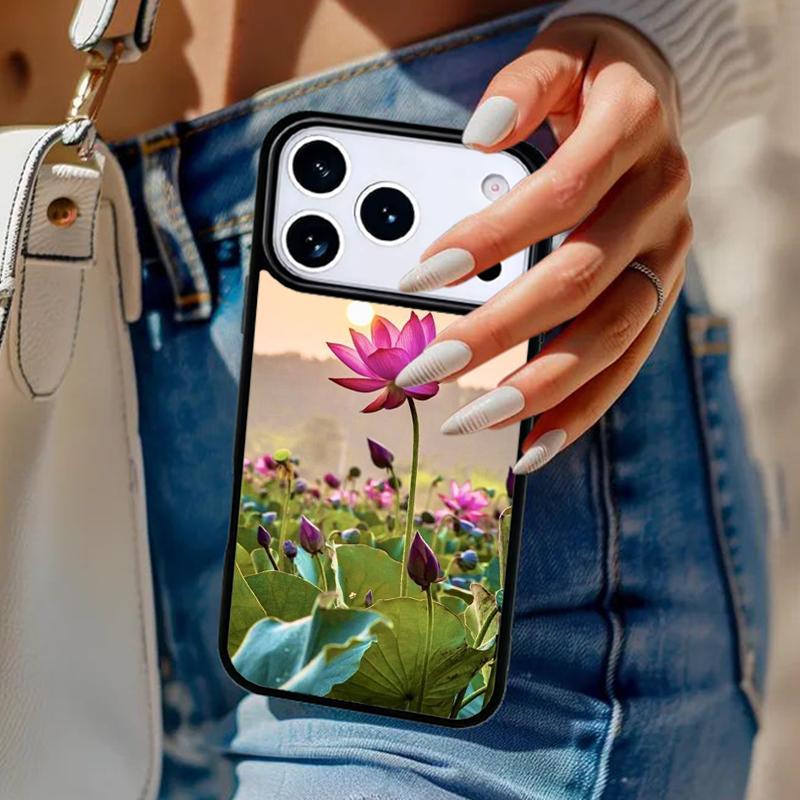 Summer Lotus Phone Case For iPhone 17 Air 14 15 13 12 Max Cover For Apple 16e 11 Pro Max Plus Coque