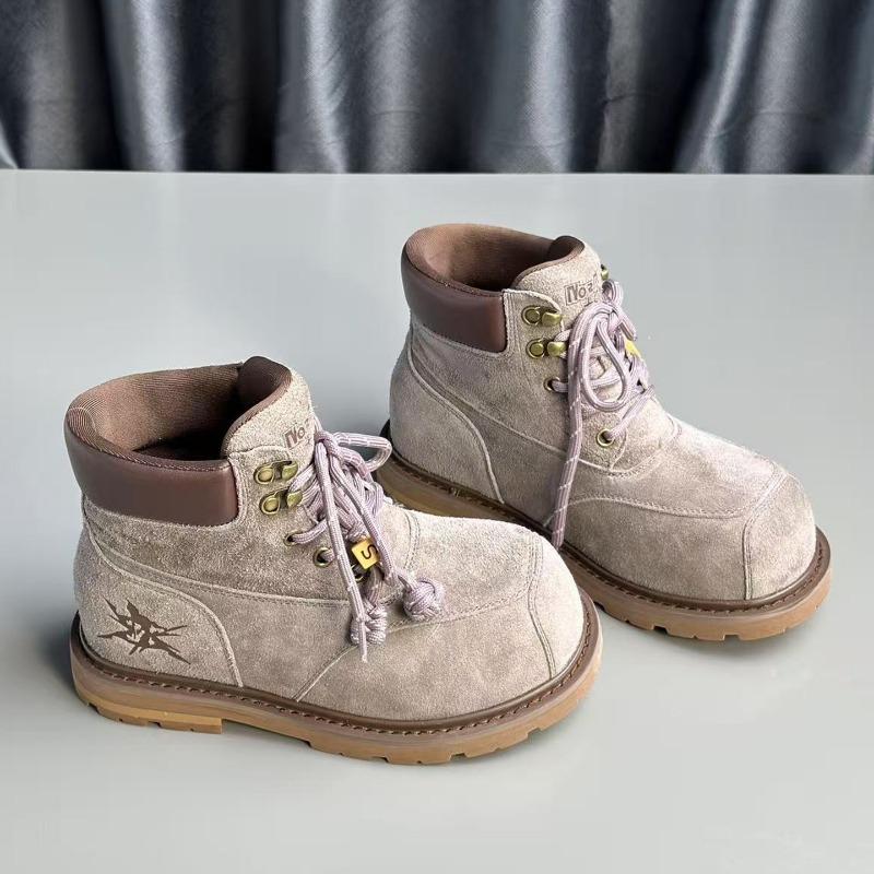 Tooling Short Boots Women's Autumn New Thick-soled Lace-up Martin Boots Versatile Big Yellow Boots