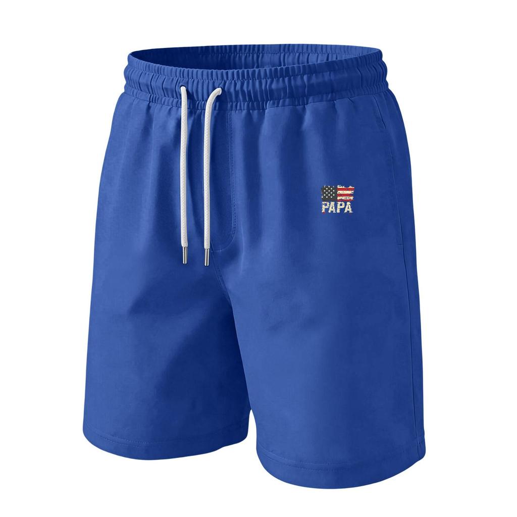 Men's Father's Day & Independence Day Flag Printed Casual Drawstring Waist Shorts