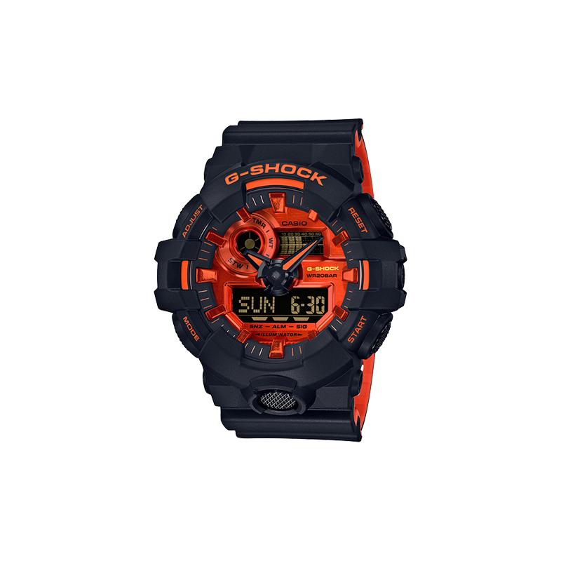 

Casio LCD/pointer dual display series fashionable street retro contrast color classic pointer dual display waterproof quartz movement GA-700BR-1A красный