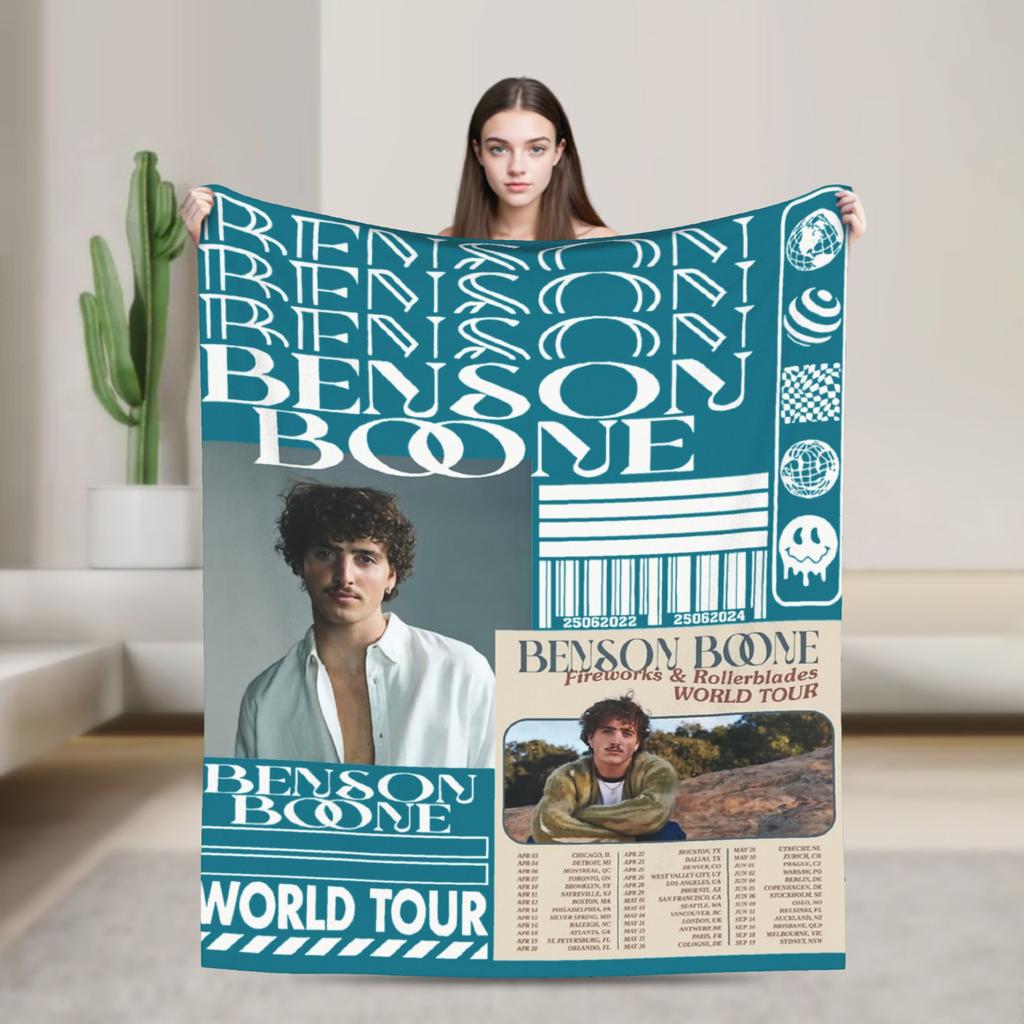 Benson Boone Vintage Style Blankets  Plush Funny Warm Throw Blankets for Bed Sofa Autumn/Winter