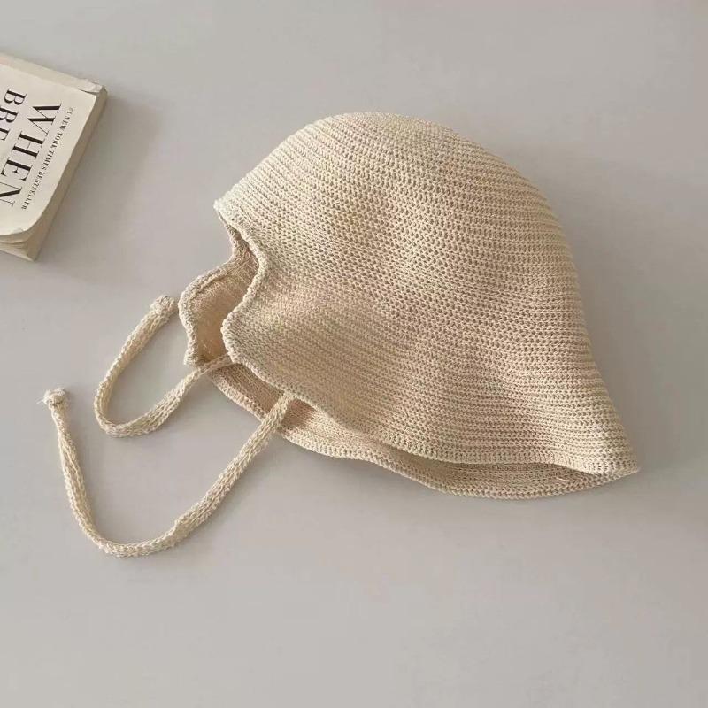 New Breathable Sunscreen Fisherman Hat Straw Hat, Summer Lace-up Outing Sun Hat, Large Brim Sun Hat Children Hat