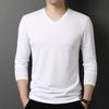 Hengyuanxiang Men's Silk Blend V-Neck Long-Sleeve T-Shirt
