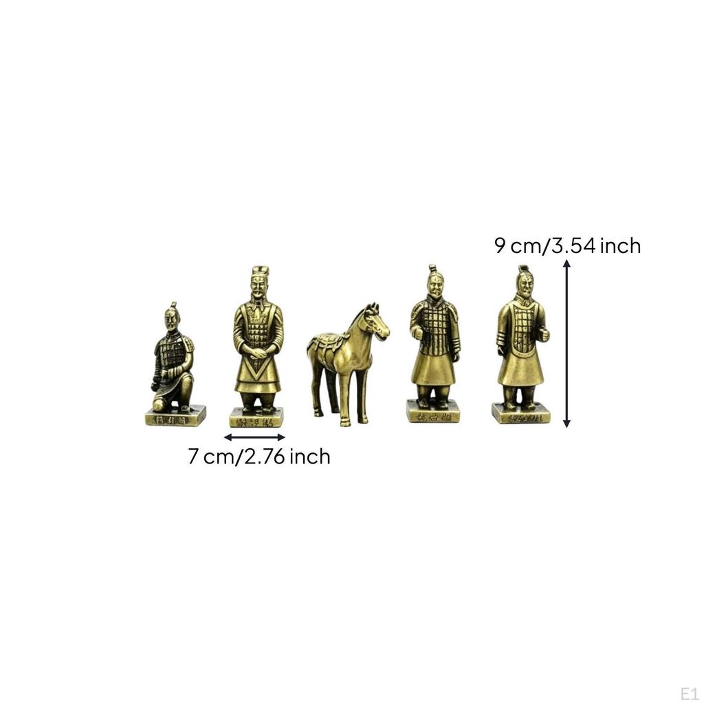BronzeTone Terracotta Soldiers Display | Antique Reproduction, for Shelf S Warrior SET