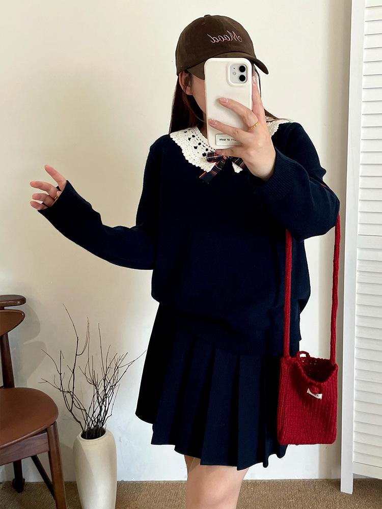 Plus Size Women's Winter Doll Collar Sweater - Age-Reducing Casual Knitwear, 2025