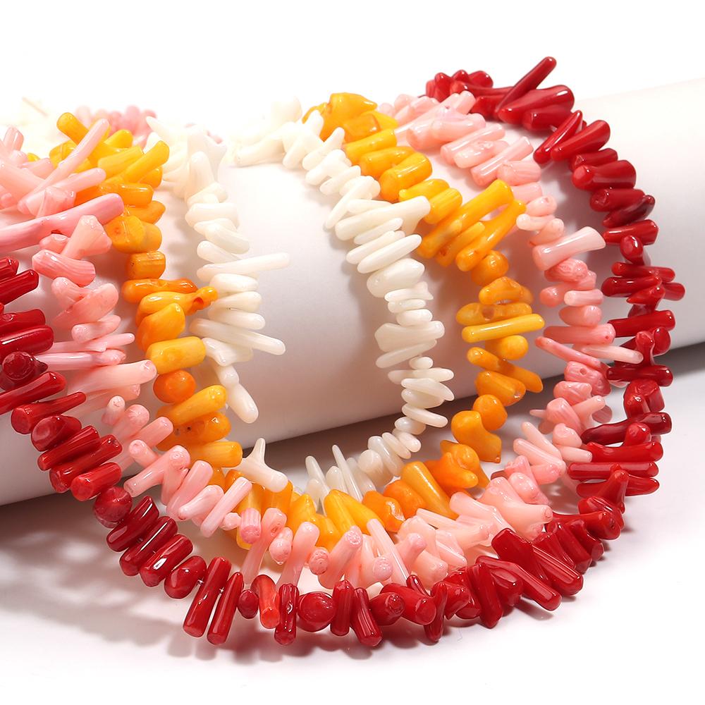 Natural Stone Coral Beads 6x15mm Irregular Shape Loose Spacer Stone Beads for Jewelry Making DIY Necklace Bracelets Accessoires