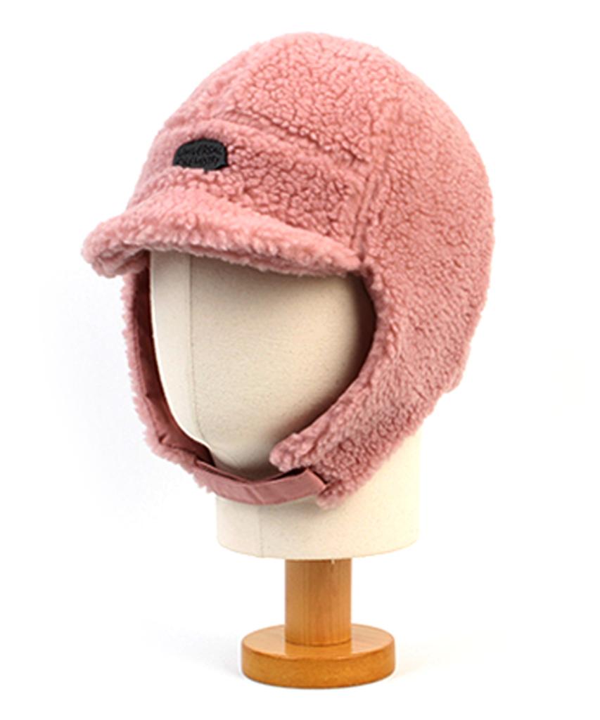 Yunibeosyeolkemiseuteuli Short Brim Pink Fleece Earflap Cap