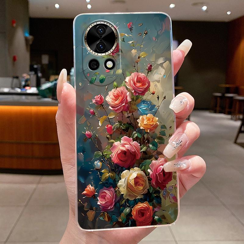 Nova12 Hülle Klar Luxus Mode Schmetterling Blume Weiches TPU Silikon Rückabdeckung Für Huawei Nova 12 Pro Transparente Handyhüllen