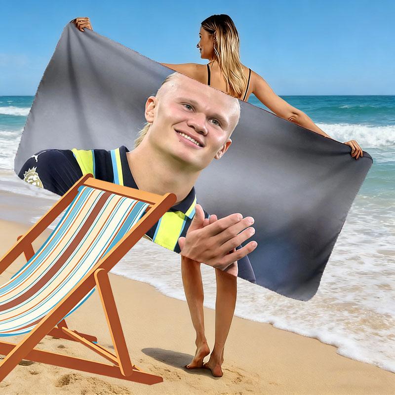 Haaland Print Strandtuch, Großes Weiches Schnelltrocknendes Handtuch für Strand Camping Schwimmen