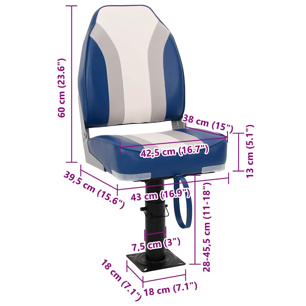 2 Piece Height Adjustable 360 degrees Rotating Boat Seats with Pedestal