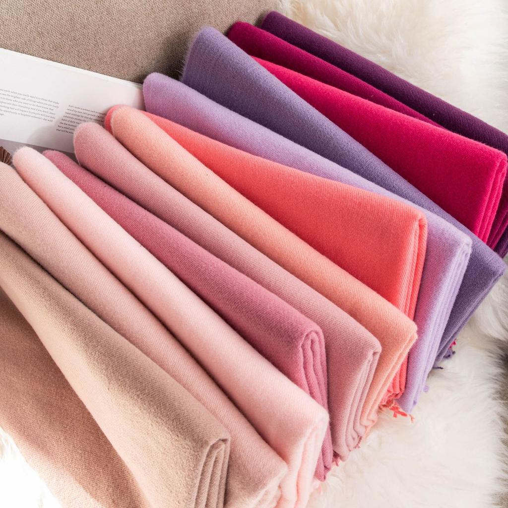 Cashmere Feel Solid Color Women's Imitation Cashmere Scarf Fashionable and Versatile Autumn Thickened Mid Length Shawl Scarf