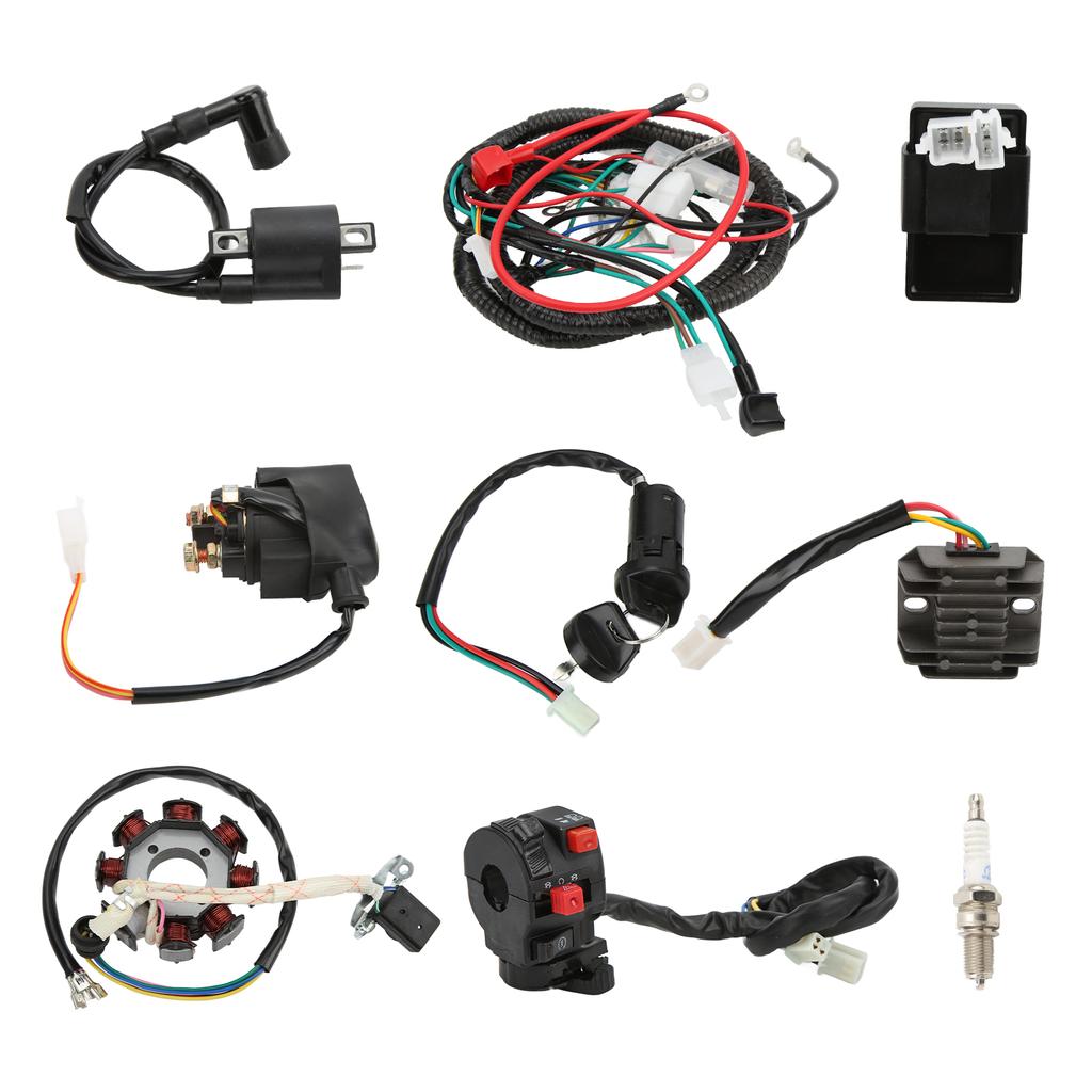 Electric Wiring Harness Kit Solenoid Valve Spark Plug CDI Rectifier Wire Loom Set for 125cc 150cc 200cc 250cc ATV Bike