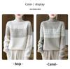 100% Wool Seven-Stitch High Neck Jacquard Women’s Sweater - Thick, Warm & Cold-Resistant Winter Base Layer