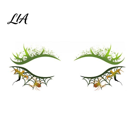 Festival Eye Makeup Halloween Face Temporary Tattoos for Women, Waterproof Pumpkin Spiderweb Party Supplies Art Stickers Masquerade Carnival