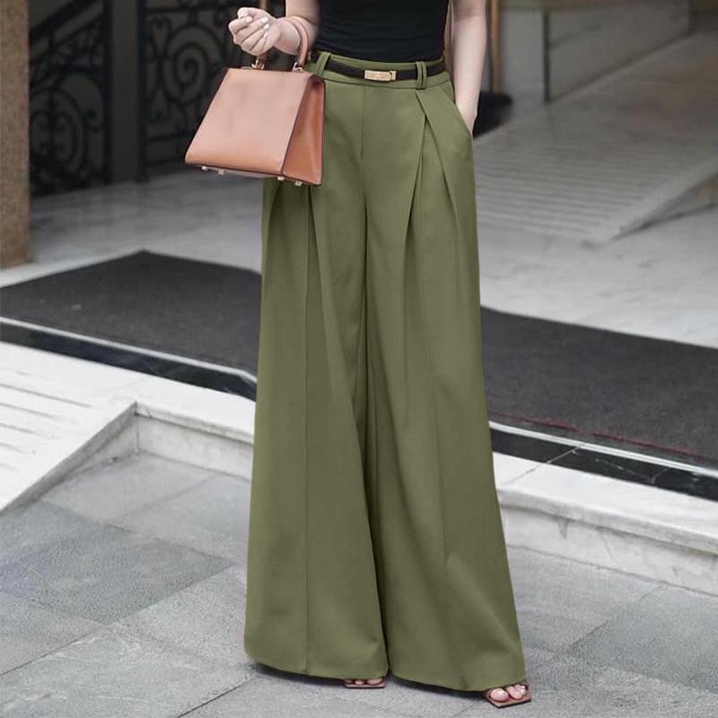 

ZANZEA Женские свободные брюки с эластичной резинкой на талии, однотонные, повседневные, длинные 4XL