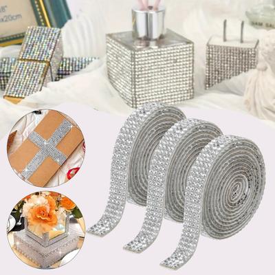 3 Rollen Strassband Selbstklebende Faux-Kristallstreifen Elegante Dekorative Besatzrolle