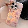 Vergoldete iPhone15 Handyhülle 16Promax Laser Pink Cartoon 16 Sturzsicher