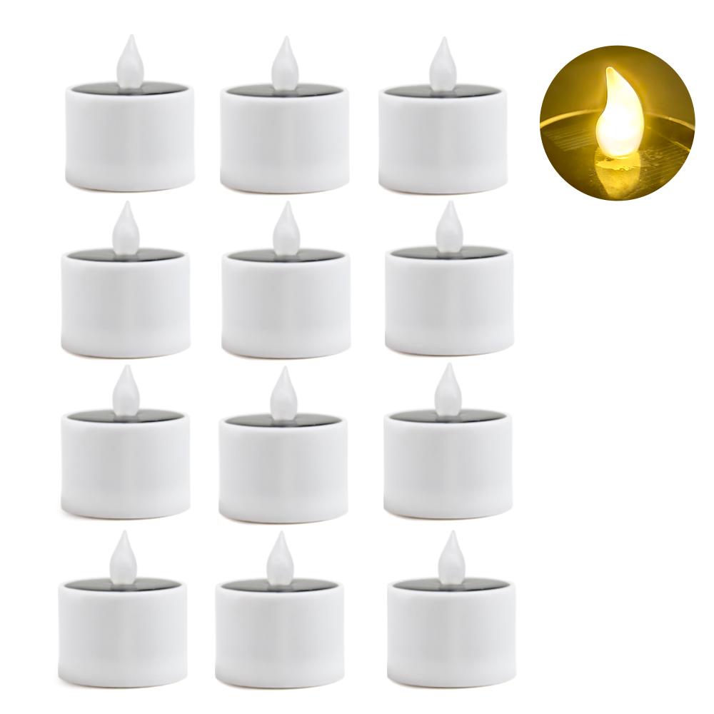 Solar Led Candles Simulation Flameless Outdoor Rechargeable Candles Waterproof Terrace Lamp for Garden Party Halloween Decor