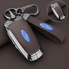Leather Car Key Case Protector Cover for Ford Fusion Mustang Explorer F150 F250 F350 EcoSport Edge S-MAX Ranger Lincoln Mondeo