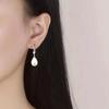 Water Drop Shape Long Earrings Shell Beads Simulation Freshwater Pearl Drop Earrings Rhinestone Temperament Ear Hook Ear Jewelry