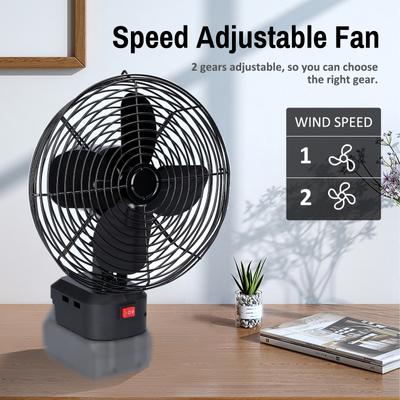 Tragbarer Ventilator für den Außenbereich, Camping, Picknick, Angeln, schnurloser Metallventilator, Lithiumbatterie, Geschwindigkeit einstellbar