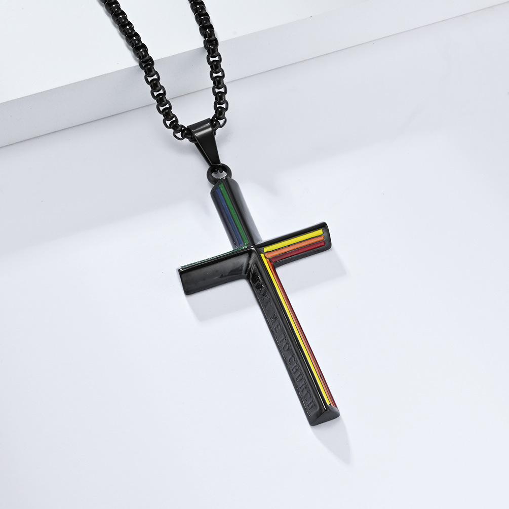 Titanstahl Kreuz Halskette Geschlechtsneutraler Stil Neues Personalisiertes Anhänger Zubehör