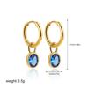 SSeesy Trendy High Quality PVD 18K Gold Plated Tarnish Free Oval Zircon Earrings Stainless Steel Party Engagement Gift