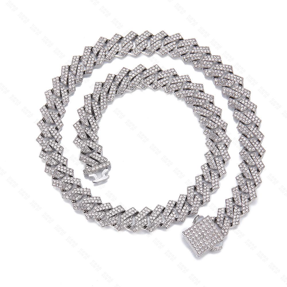 12mm Cuban Chain Rhinestone Hip-Hop Necklace – High-Quality, Versatile Design.