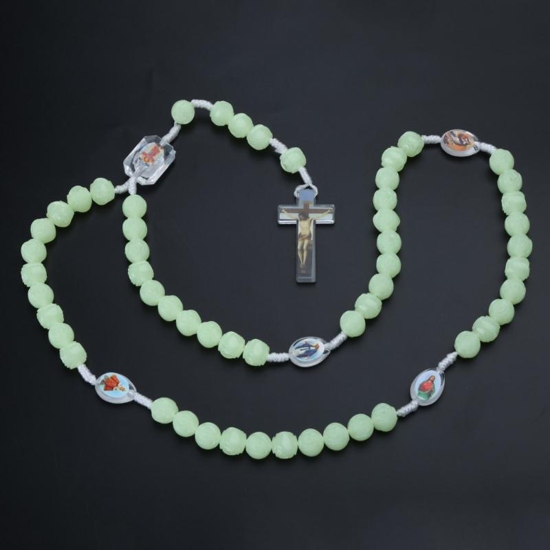 glowing in Dark Rosary Necklace Holy Jewelry Charm Decoration for Birthday Wedding Festival Decoration