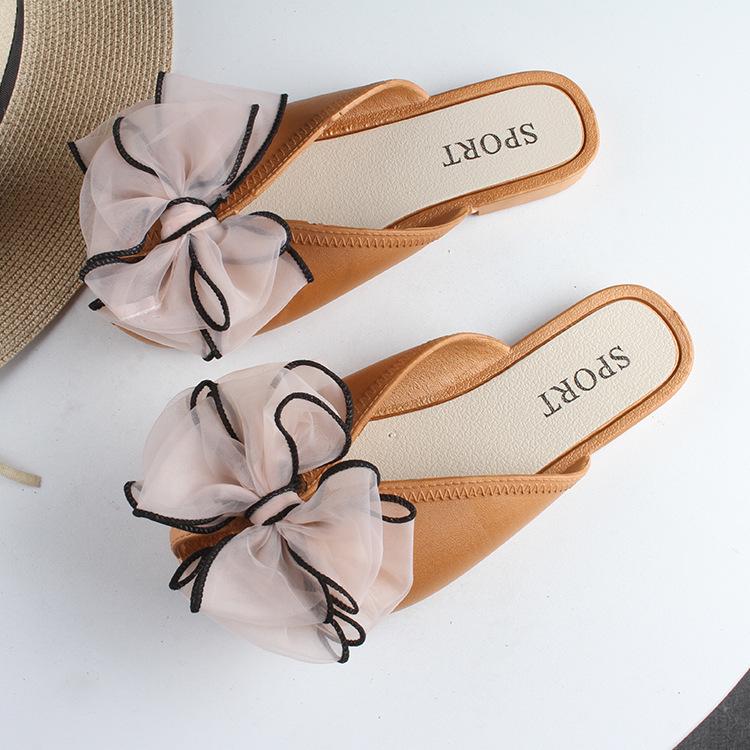 Yuzhihao Women s Summer Bow Flat Sandals - Stylish Solid Color Slippers Size 38