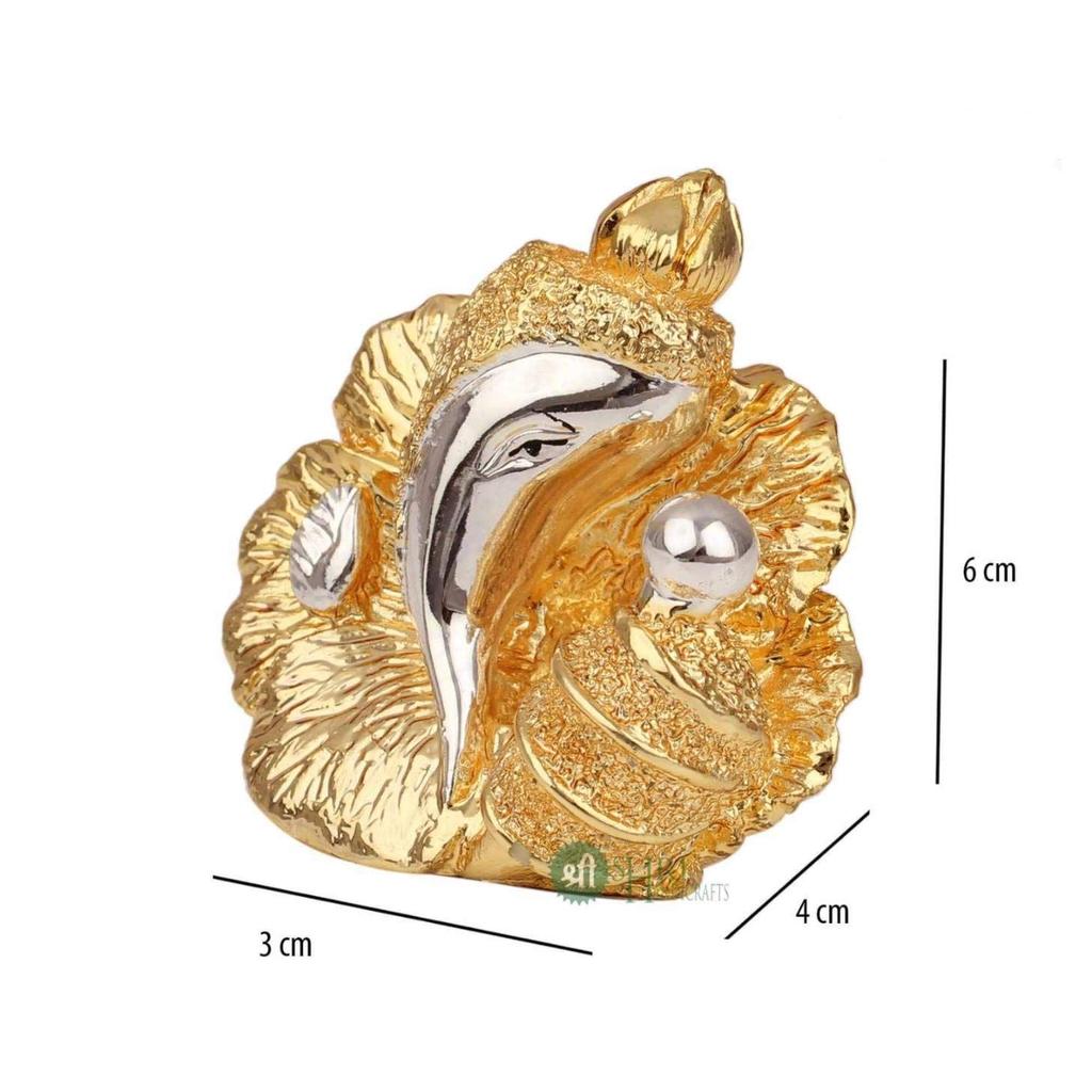 Lord Ganesha Idol Gold & Silver Murti for Good Luck & Success Living Room Home and Office Décor & Gifts (3x4x6cm)