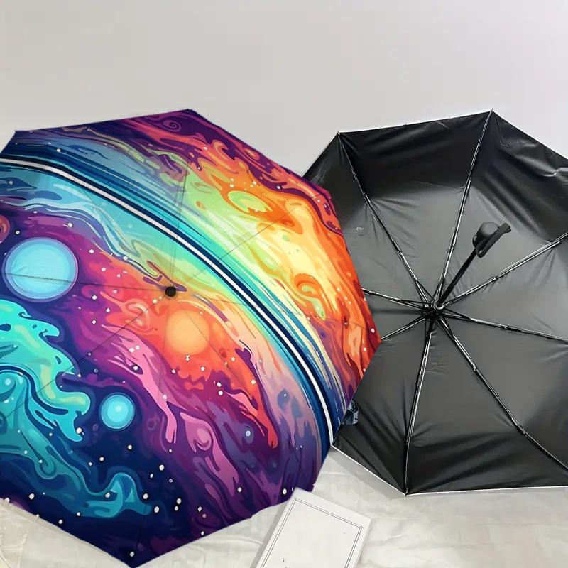 Colorful Galaxy Art Umbrella: Auto-Opening & Closing, Outdoor Protection, Lightweight and Durable Travel Accessory 129