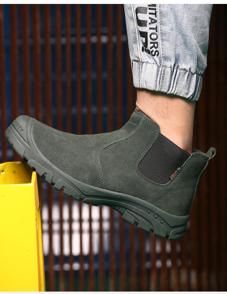 Zapatos de Trabajo de Ante Transpirables con Puntera de Acero para Hombre - Anti-Aplastamiento, Anti-Perforación, Anti-Deslizante, Ignífugo, Suela de Goma, Protección para Soldadura.