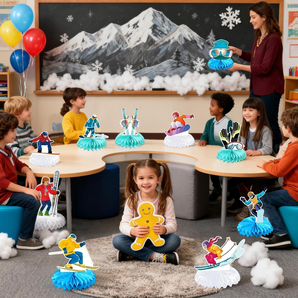 Skidfest Dekorationer 9 Delar Vintersporter Tema Dekor Vinter Skidåkning Centerpieces För Bord För Bord Skrivbord Bordsyta Skrivbord